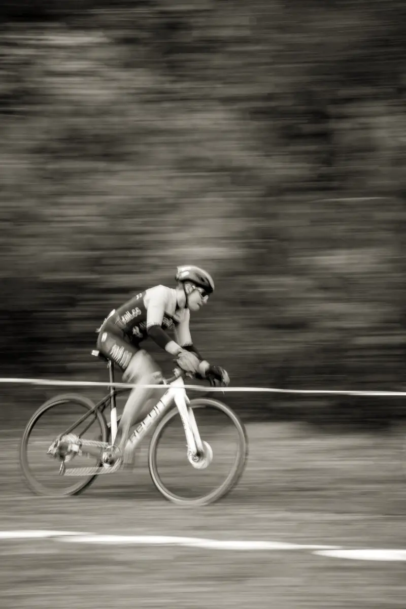 Cyclist at race pace